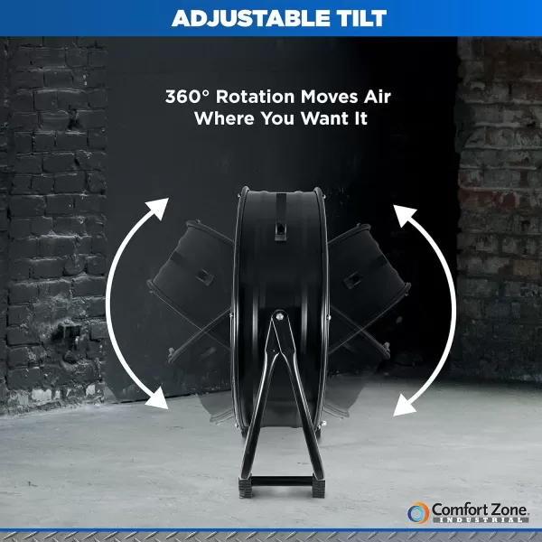 Comfort Zone High-Velocity Industrial Drum Fan, 42 inch, 2 Speed, Metal Construction, Easy Grab Handle, Individually Balanced Blades, Ideal for Garage, Workshop or Warehouse, CZMC42