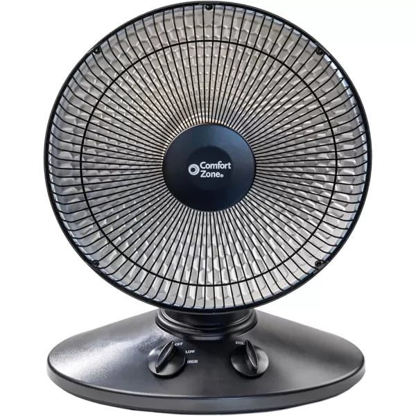 Comfort Zone Indoor Dish Space Heater with 70-degree Oscillation, Parabolic, Radiant, Electric, Adjustable Tilt, Tip Over Switch &amp; Overheat Protection Sensor, Ideal for Garage, Workshop, 1,000W, CZ998