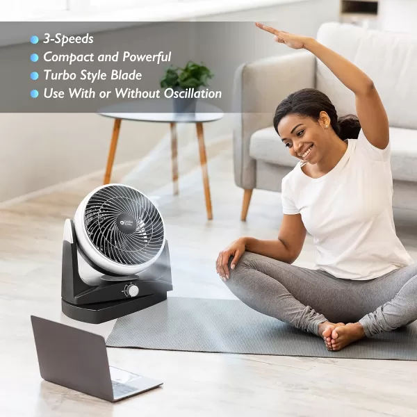 Comfort Zone Oscillating Desk Fan with 180-Degree Adjustable Tilt, 8 inch, 3 Speed, Quiet, Table Fan, Electric, Durable, Ideal for Home, Bedroom &amp; Office, CZHV81TBK