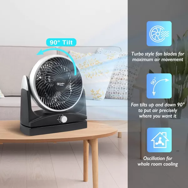 Comfort Zone Oscillating Desk Fan with 180-Degree Adjustable Tilt, 8 inch, 3 Speed, Quiet, Table Fan, Electric, Durable, Ideal for Home, Bedroom &amp; Office, CZHV81TBK