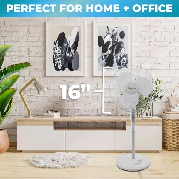 Comfort Zone Oscillating Pedestal Fan with Remote Control, Stand Fan, 18 inch, 3 Speed, Adjustable Height &amp; Tilt, &amp; Timer, Auto Shutoff, Ideal for Home, Bedroom &amp; Office, Airflow 17 ft/sec, CZST181RBK