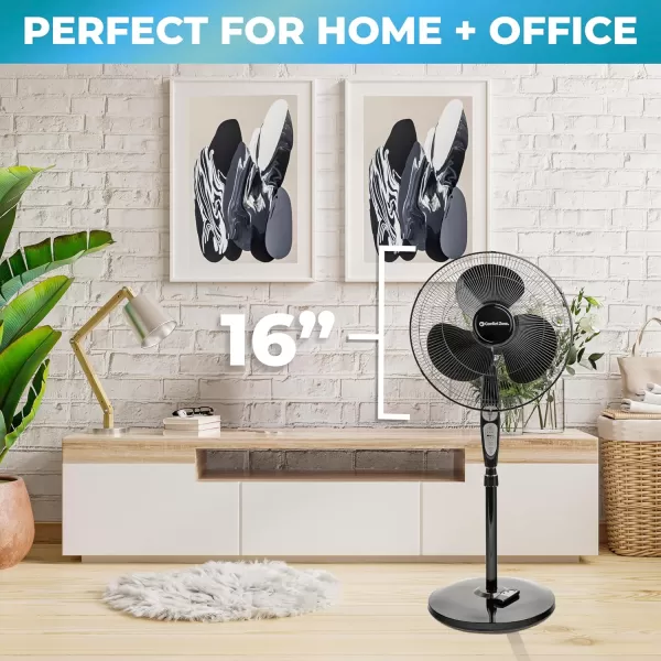 Comfort Zone Oscillating Pedestal Fan with Remote Control, Stand Fan, 18 inch, 3 Speed, Adjustable Height &amp; Tilt, &amp; Timer, Auto Shutoff, Ideal for Home, Bedroom &amp; Office, Airflow 17 ft/sec, CZST181RBK
