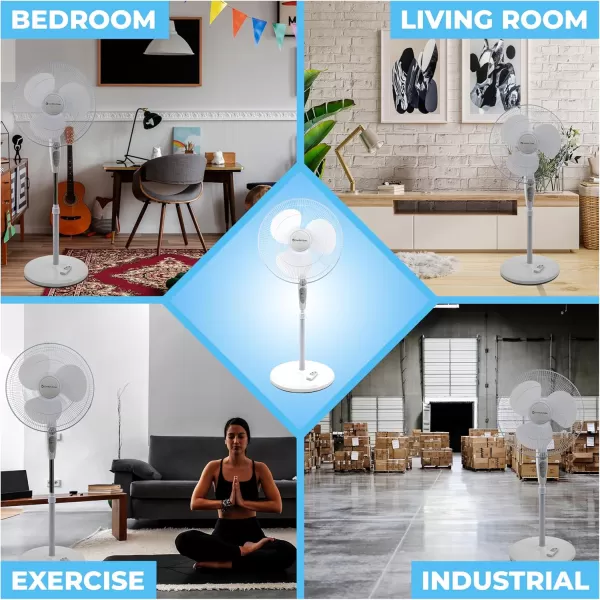 Comfort Zone Oscillating Pedestal Fan with Remote Control, Stand Fan, 18 inch, 3 Speed, Adjustable Height &amp; Tilt, &amp; Timer, Auto Shutoff, Ideal for Home, Bedroom &amp; Office, Airflow 17 ft/sec, CZST181RBK