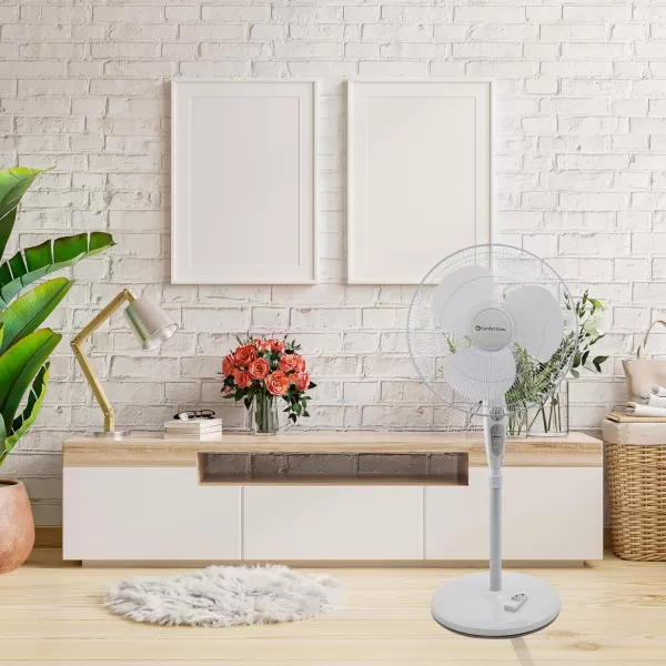 Comfort Zone Oscillating Pedestal Fan with Remote Control, Stand Fan, 18 inch, 3 Speed, Adjustable Height &amp; Tilt, &amp; Timer, Auto Shutoff, Ideal for Home, Bedroom &amp; Office, Airflow 17 ft/sec, CZST181RBK