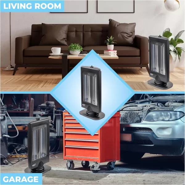 Comfort Zone Oscillating Portable Space Heater, Flat Panel, Halogen, Infrared, Electric, Adjustable Tilt, Overheat Sensor, Stay-Cool, &amp; Tip-Over Switch, Ideal for Home, Bedroom, &amp; Office, 800W, CZHTV9