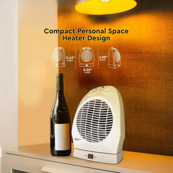 Comfort Zone Oscillating Space Heater with Adjustable Thermostat, Desktop, Fan-Forced, Portable, Overheat Sensor, Tip-Over Switch, Stay-Cool Housing, Ideal for Home, Bedroom, Office, 1,500W, CZ50BK
