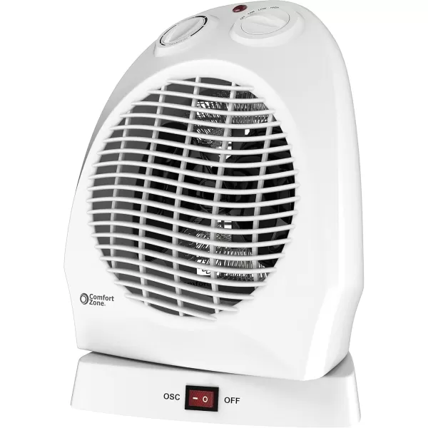 Comfort Zone Oscillating Space Heater with Adjustable Thermostat, Desktop, Fan-Forced, Portable, Overheat Sensor, Tip-Over Switch, Stay-Cool Housing, Ideal for Home, Bedroom, Office, 1,500W, CZ50BK