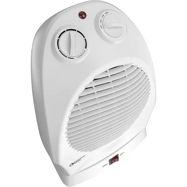 Comfort Zone Oscillating Space Heater with Adjustable Thermostat, Desktop, Fan-Forced, Portable, Overheat Sensor, Tip-Over Switch, Stay-Cool Housing, Ideal for Home, Bedroom, Office, 1,500W, CZ50BK