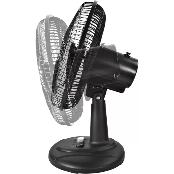 Comfort Zone Oscillating Table Fan with Adjustable Tilt, Convenient Push Button Controls, Quiet, 12 inch, 3 Speed, Desk Fan, Airflow 7.25 ft/sec, Ideal for Home, Bedroom, Dorm &amp; Office, CZ121WT