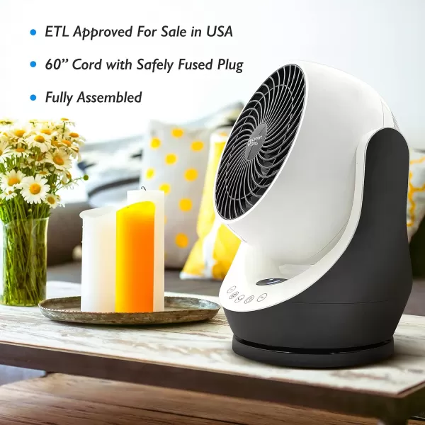 Comfort Zone Oscillating Table Fan with Remote Control, Electronic Controls, Desk Fan, 8 inch, 3 Speed, 90 Degree Tilt, 8 Hour Timer, Ideal for Home, Bedroom &amp; Office, CZHV82TWT