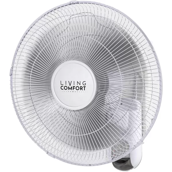 Comfort Zone Oscillating Wall Mount Fan with Adjustable Tilt, 16 inch, 3 Speed, Metal Grille, 90 Degree Oscillation, Airflow 14.07 ft/sec, Ideal for Home, Bedroom, Gym &amp; Office, CZ16W