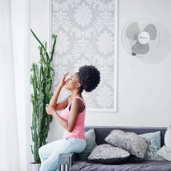 Comfort Zone Oscillating Wall Mount Fan with Adjustable Tilt, 16 inch, 3 Speed, Metal Grille, 90 Degree Oscillation, Airflow 14.07 ft/sec, Ideal for Home, Bedroom, Gym &amp; Office, CZ16W
