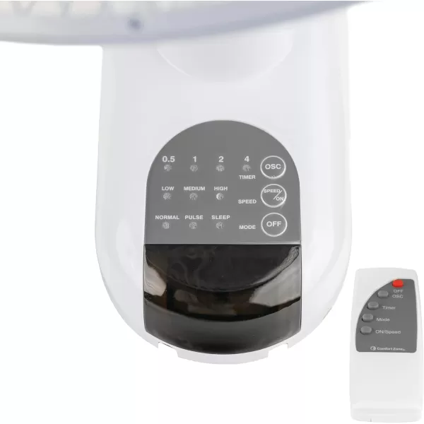 Comfort Zone Oscillating Wall Mount Fan with Remote Control, Timer, Auto Shut Off, Adjustable Tilt, Quiet, 16 inch, 3 Speed, Ideal for Home, Bedroom, Gym &amp; Office, Airflow 14.07 ft/sec, CZ16WR