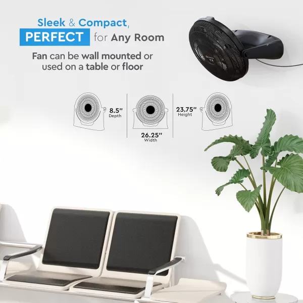 Comfort Zone PowrCurve High Velocity Floor Fan with Wall-Mounting Capabilities, 20 inch, 3 Speed, 180 Degree Adjustable Tilt, Ideal for Home, Bedroom, Gym &amp; Office, CZHV201BS