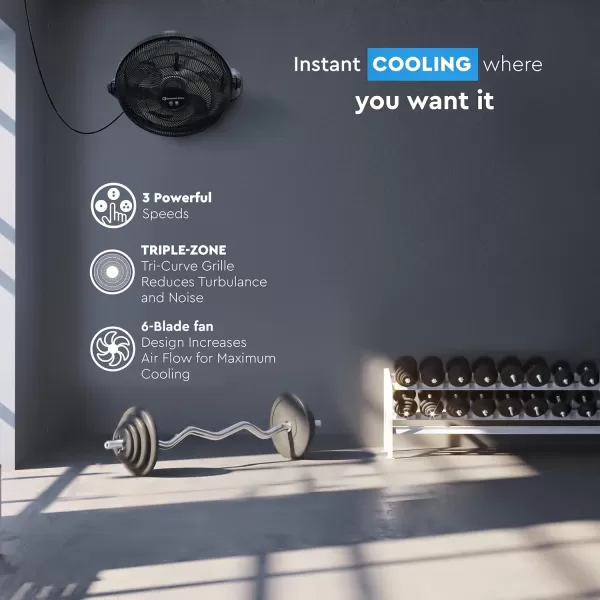 Comfort Zone PowrCurve High Velocity Floor Fan with Wall-Mounting Capabilities, 20 inch, 3 Speed, 180 Degree Adjustable Tilt, Ideal for Home, Bedroom, Gym &amp; Office, CZHV201BS