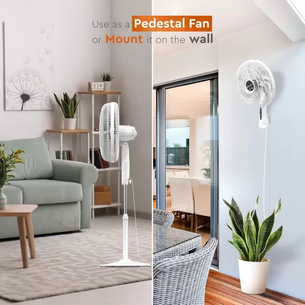 Comfort Zone Smart WiFi Oscillating Stand Fan, 18 inch, 3 Speed, Wall-Mountable, Voice Control, Full-Function Timer, Adjustable Stand up to 53 inches, Tri-Curve Technology to Reduce Noise, CZST180SWS