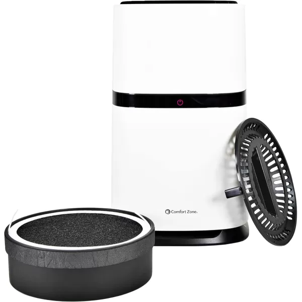 Comfort Zone® Clean HEPA Air Purifier with WiFi App Control - Smart Air Filter &amp; Cleaner for Home, Remove Dust, Odor, Pollen - Compact Ionizer with Timer &amp; Night Light, Covers 150 sq. ft., White