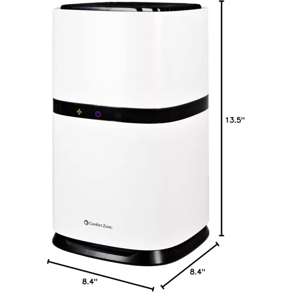 Comfort Zone® Clean HEPA Air Purifier with WiFi App Control - Smart Air Filter &amp; Cleaner for Home, Remove Dust, Odor, Pollen - Compact Ionizer with Timer &amp; Night Light, Covers 150 sq. ft., White