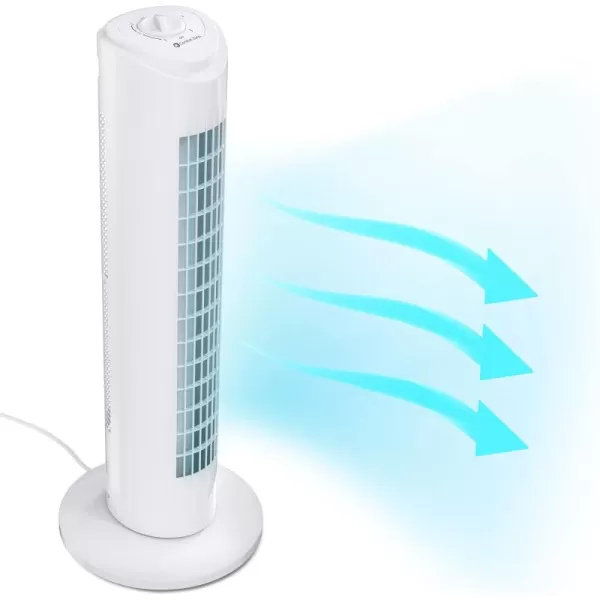 Comfort Zone 29" Oscillating Tower Fan, 3-Speed, with Sturdy Base, Ideal for Home, Bedroom &amp; Office, CZTF290WT
