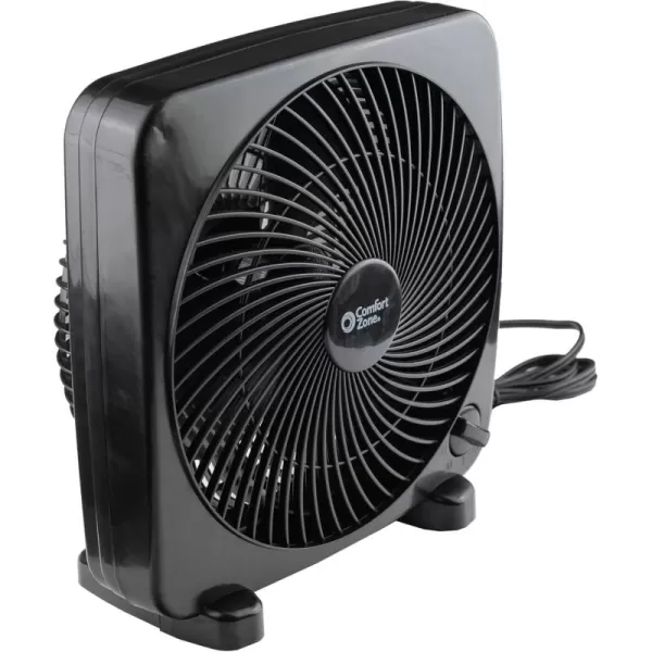 Comfort Zone Box Fan, 9 inch, Portable, Electric Quiet, 3 Speed, Small Box Fan, Desk Fan, Table Fan, Airflow 9.65 ft/sec, Ideal for Home, Bedroom, Dorm, &amp; Office, CZ9BWT