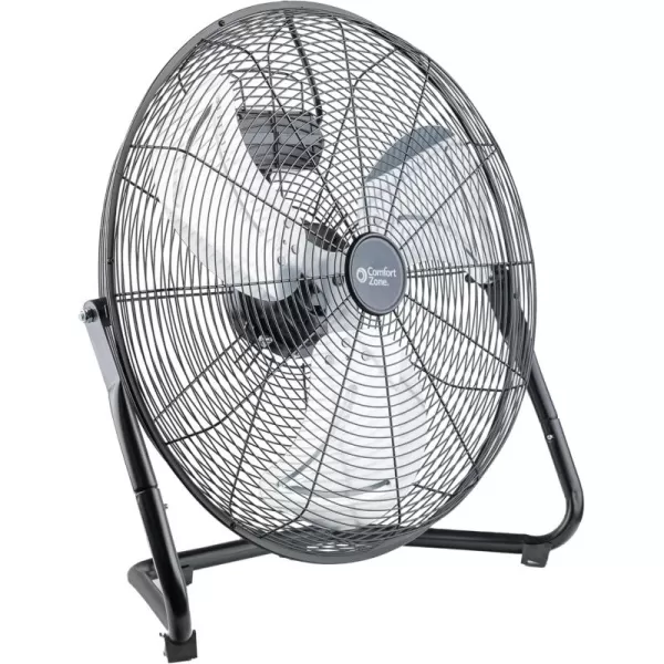 Comfort Zone Cradle Floor Fan, 9 inch, 3 Speed, Electric, 180 Degree Adjustable Tilt, All Metal, Carry Handle, Rubber Feet, Table Fan, Airflow 12.57 ft/sec, Ideal for Home, Bedroom &amp; Office, CZHV9B