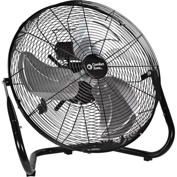 Comfort Zone Cradle Floor Fan, 9 inch, 3 Speed, Electric, 180 Degree Adjustable Tilt, All Metal, Carry Handle, Rubber Feet, Table Fan, Airflow 12.57 ft/sec, Ideal for Home, Bedroom &amp; Office, CZHV9B