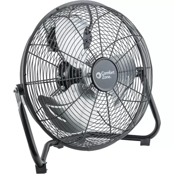 Comfort Zone Cradle Floor Fan, 9 inch, 3 Speed, Electric, 180 Degree Adjustable Tilt, All Metal, Carry Handle, Rubber Feet, Table Fan, Airflow 12.57 ft/sec, Ideal for Home, Bedroom &amp; Office, CZHV9B