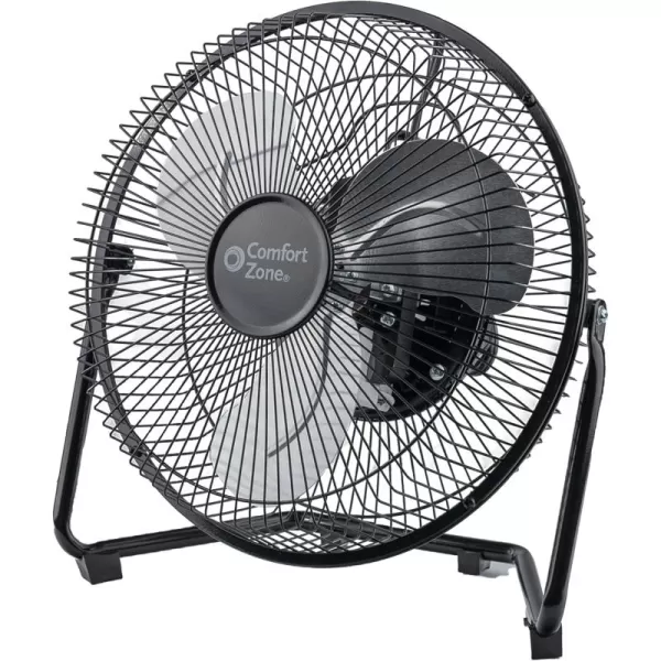 Comfort Zone Cradle Floor Fan, 9 inch, 3 Speed, Electric, 180 Degree Adjustable Tilt, All Metal, Carry Handle, Rubber Feet, Table Fan, Airflow 12.57 ft/sec, Ideal for Home, Bedroom &amp; Office, CZHV9B