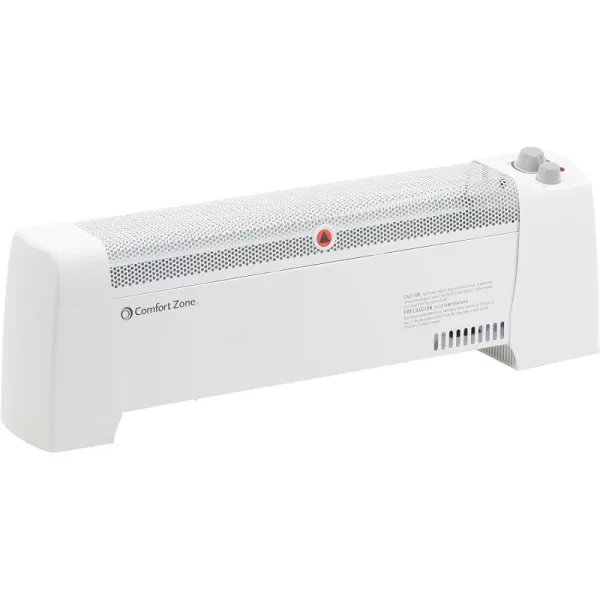 Comfort Zone Electric Baseboard Space Heater with Adjustable Thermostat, Dent-Proof End Panels, Overheat Protection, Tip-Over Switch, &amp; Stay-Cool Body, Ideal for Home, Bedroom, &amp; Office, 1,500W, CZ600