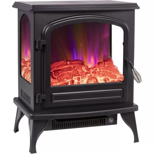 Comfort Zone Electric Fireplace Space Heater Furnace, LED Simulated Flame &amp; Bed of Burning Embers, Stay Cool Housing, Overheat Sensor, Tip-Over Switch, Ideal for Home, Bedroom, &amp; Office, 1,500W, CZFP6