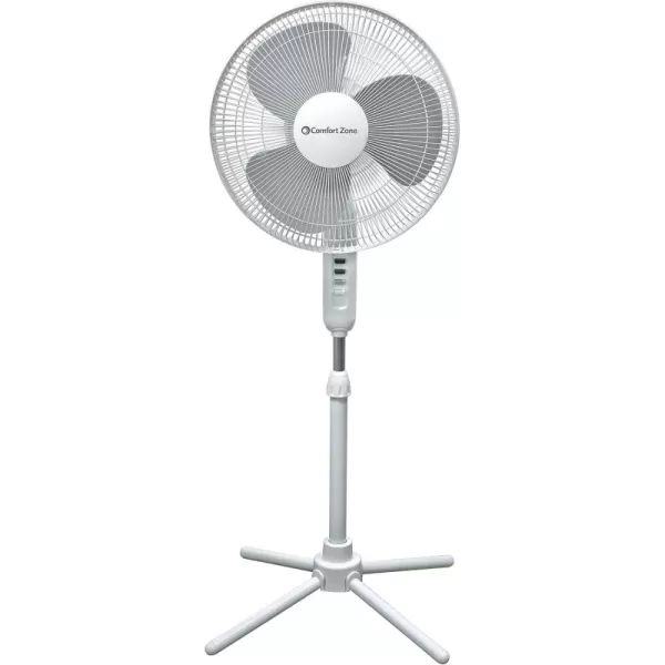 Comfort Zone Electric Oscillating Pedestal Fan, Stand Fan, 16 inch, 3 Speed, 90 Degree Oscillating Head, Adjustable Height and Tilt, Airflow 7.48 ft/sec, Ideal for Home, Bedroom &amp; Office, CZST161BTE