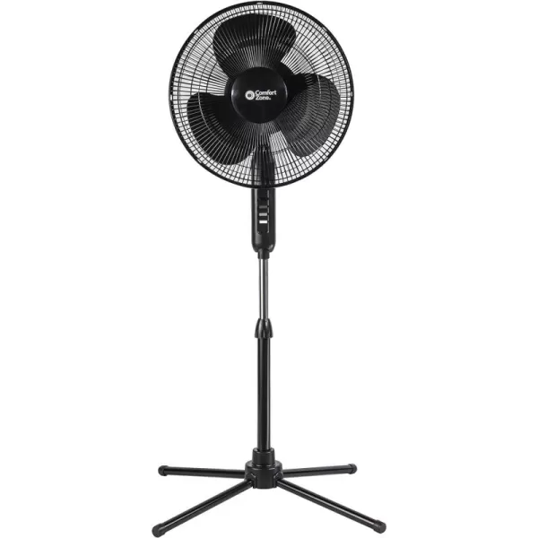 Comfort Zone Electric Oscillating Pedestal Fan, Stand Fan, 16 inch, 3 Speed, 90 Degree Oscillating Head, Adjustable Height and Tilt, Airflow 7.48 ft/sec, Ideal for Home, Bedroom &amp; Office, CZST161BTE