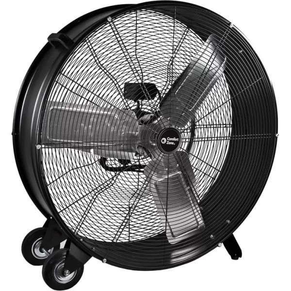 Comfort Zone High-Velocity Industrial Drum Fan, 42 inch, 2 Speed, Metal Construction, Easy Grab Handle, Individually Balanced Blades, Ideal for Garage, Workshop or Warehouse, CZMC42
