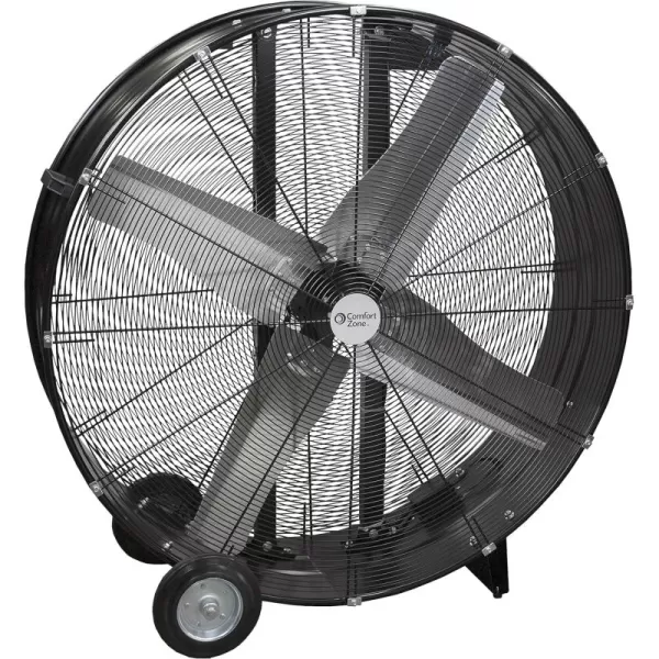 Comfort Zone High-Velocity Industrial Drum Fan, 42 inch, 2 Speed, Metal Construction, Easy Grab Handle, Individually Balanced Blades, Ideal for Garage, Workshop or Warehouse, CZMC42