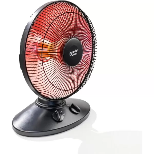Comfort Zone Indoor Dish Space Heater with 70-degree Oscillation, Parabolic, Radiant, Electric, Adjustable Tilt, Tip Over Switch &amp; Overheat Protection Sensor, Ideal for Garage, Workshop, 1,000W, CZ998