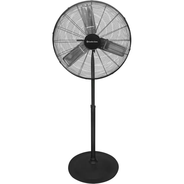 Comfort Zone Industrial Pedestal Fan, 30 inch, 3 Speed, High Velocity, Adjustable Height 56” to 76”, Metal, Meets OSHA Standards, Airflow 36 ft/sec, Ideal for Garage, Workshop or Warehouse, CZHVP30
