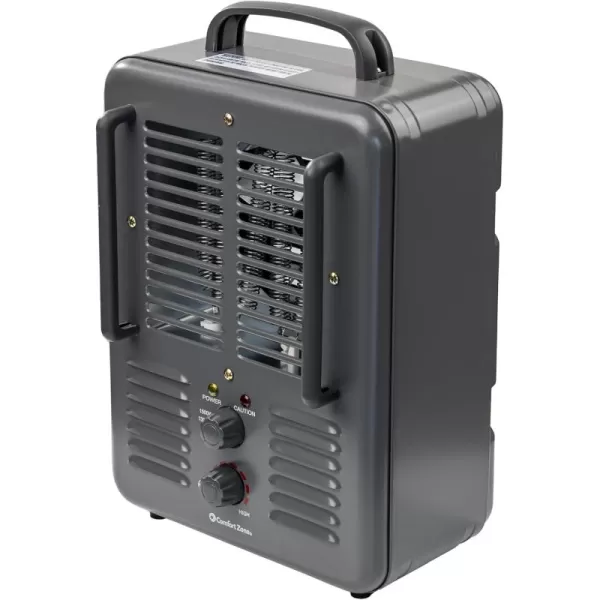 Comfort Zone Milkhouse Style Utility Space Heater with Adjustable Thermostat, Electric, Portable, 3-Prong Plug, Overheat Protection, &amp; Tip-Over Switch, Ideal for Garage or Workshop, 1,500W, CZ798GR3