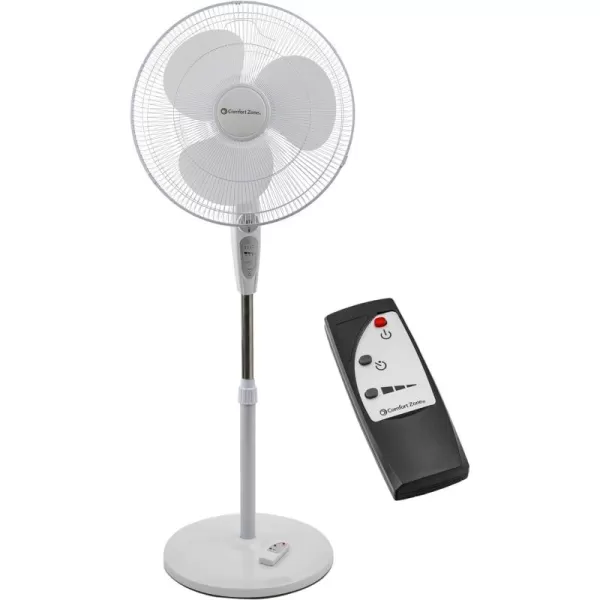 Comfort Zone Oscillating Pedestal Fan with Remote Control, Stand Fan, 18 inch, 3 Speed, Adjustable Height &amp; Tilt, &amp; Timer, Auto Shutoff, Ideal for Home, Bedroom &amp; Office, Airflow 17 ft/sec, CZST181RBK