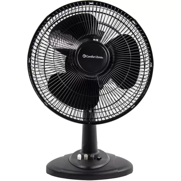Comfort Zone Oscillating Table Fan with Adjustable Tilt, Convenient Push Button Controls, Quiet, 16 inch, 3 Speed, Desk Fan, Airflow 15.75 ft/sec, Ideal for Home, Bedroom, Dorm &amp; Office, CZ161WT