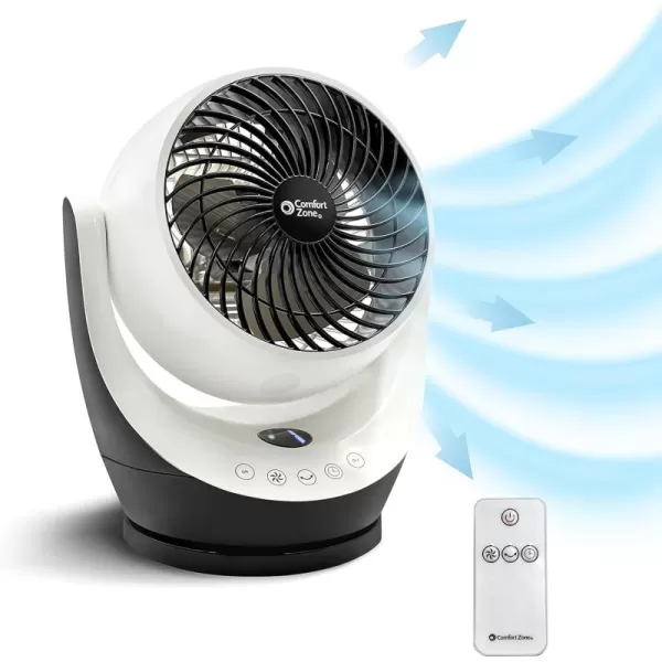 Comfort Zone Oscillating Table Fan with Remote Control, Electronic Controls, Desk Fan, 8 inch, 3 Speed, 90 Degree Tilt, 8 Hour Timer, Ideal for Home, Bedroom &amp; Office, CZHV82TWT