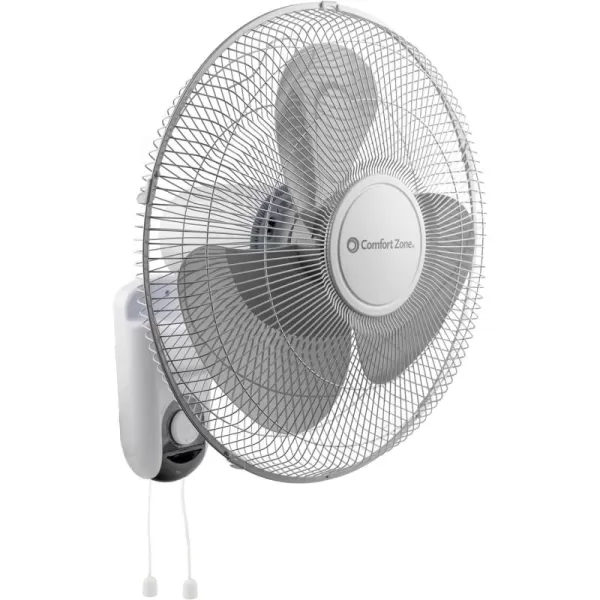 Comfort Zone Oscillating Wall Mount Fan with Adjustable Tilt, 16 inch, 3 Speed, Metal Grille, 90 Degree Oscillation, Airflow 14.07 ft/sec, Ideal for Home, Bedroom, Gym &amp; Office, CZ16W