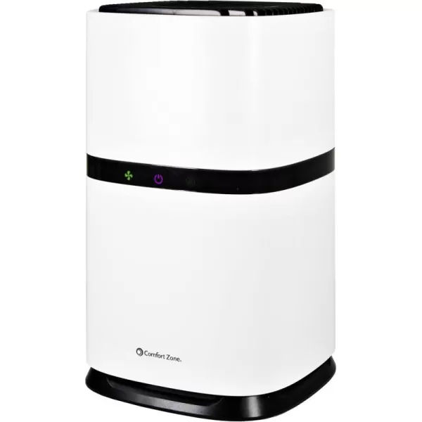 Comfort Zone® Clean HEPA Air Purifier with WiFi App Control - Smart Air Filter &amp; Cleaner for Home, Remove Dust, Odor, Pollen - Compact Ionizer with Timer &amp; Night Light, Covers 150 sq. ft., White