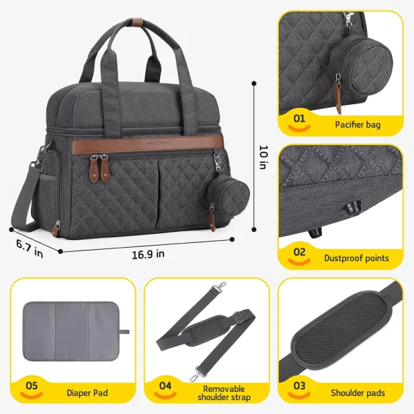 Breast Pump Bag, Diaper Bag Tote with 4 Cooler Pockets, Double-Layer Work Bag for Breastfeeding Mom fit 15'' Laptop