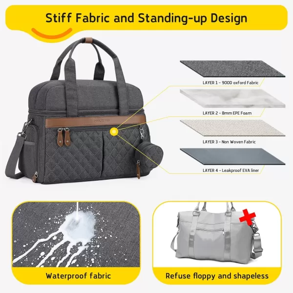 Breast Pump Bag, Diaper Bag Tote with 4 Cooler Pockets, Double-Layer Work Bag for Breastfeeding Mom fit 15'' Laptop