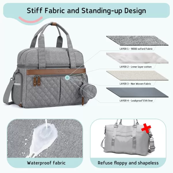 Breast Pump Bag, Diaper Bag Tote with 4 Cooler Pockets, Double-Layer Work Bag for Breastfeeding Mom fit 15'' Laptop
