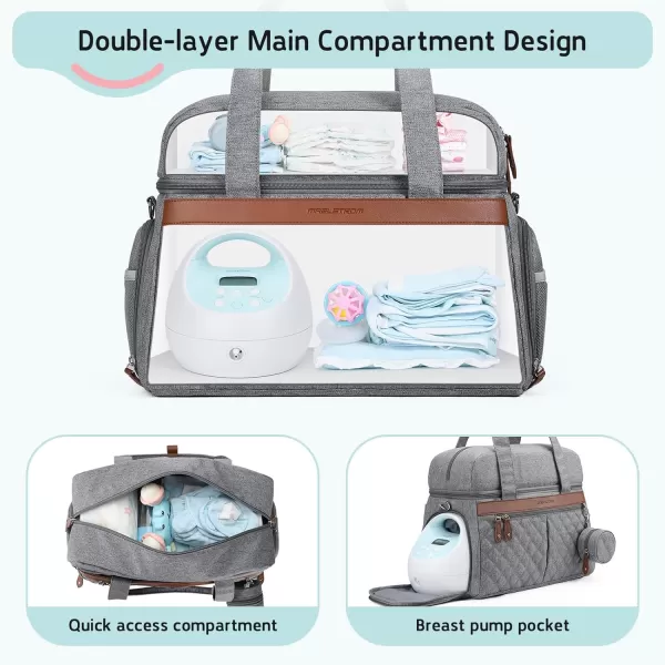 Breast Pump Bag, Diaper Bag Tote with 4 Cooler Pockets, Double-Layer Work Bag for Breastfeeding Mom fit 15'' Laptop