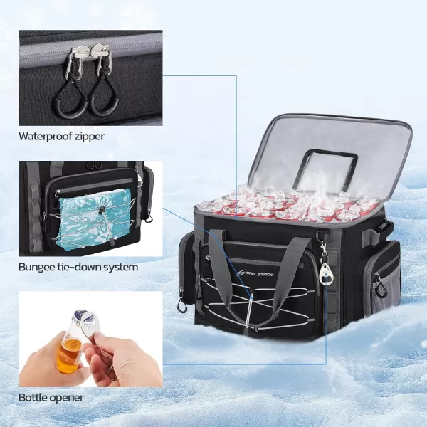 Maelstrom 80 Can Soft Sided Cooler Bag, Insulated Hard-Bottom, Leakproof, Portable, 72L Capacity, Black