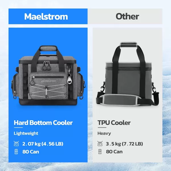 Maelstrom 80 Can Soft Sided Cooler Bag, Insulated Hard-Bottom, Leakproof, Portable, 72L Capacity, Black