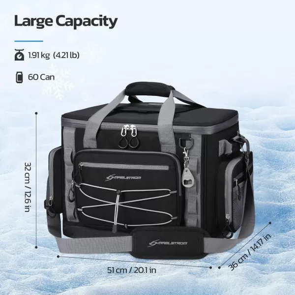 Maelstrom 80 Can Soft Sided Cooler Bag, Insulated Hard-Bottom, Leakproof, Portable, 72L Capacity, Black