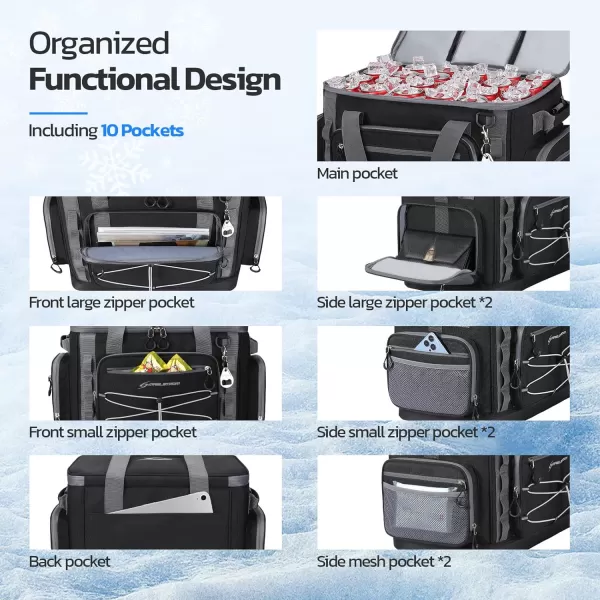 Maelstrom 80 Can Soft Sided Cooler Bag, Insulated Hard-Bottom, Leakproof, Portable, 72L Capacity, Black